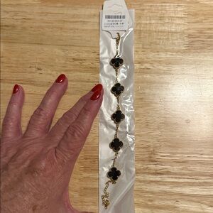 Stainless steel and Black Clover Bracelet